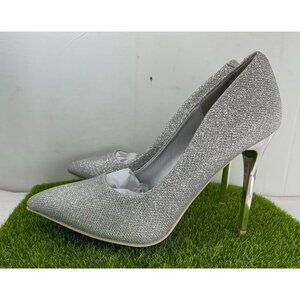 NEW Silver Sparkle Stiletto Heels Womens Pointed Toe Size 6.5